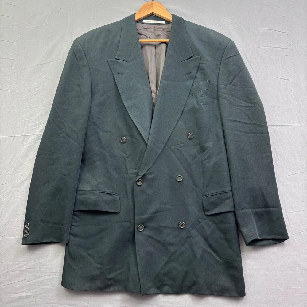 Vintage Kappers New York Double Breasted Blazer Dark Green Wool Made in Germany